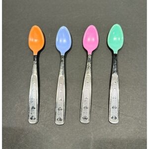 4 pc Vintage 1996 Munchkin The First Years Baby Spoons Stainless Steel Heart